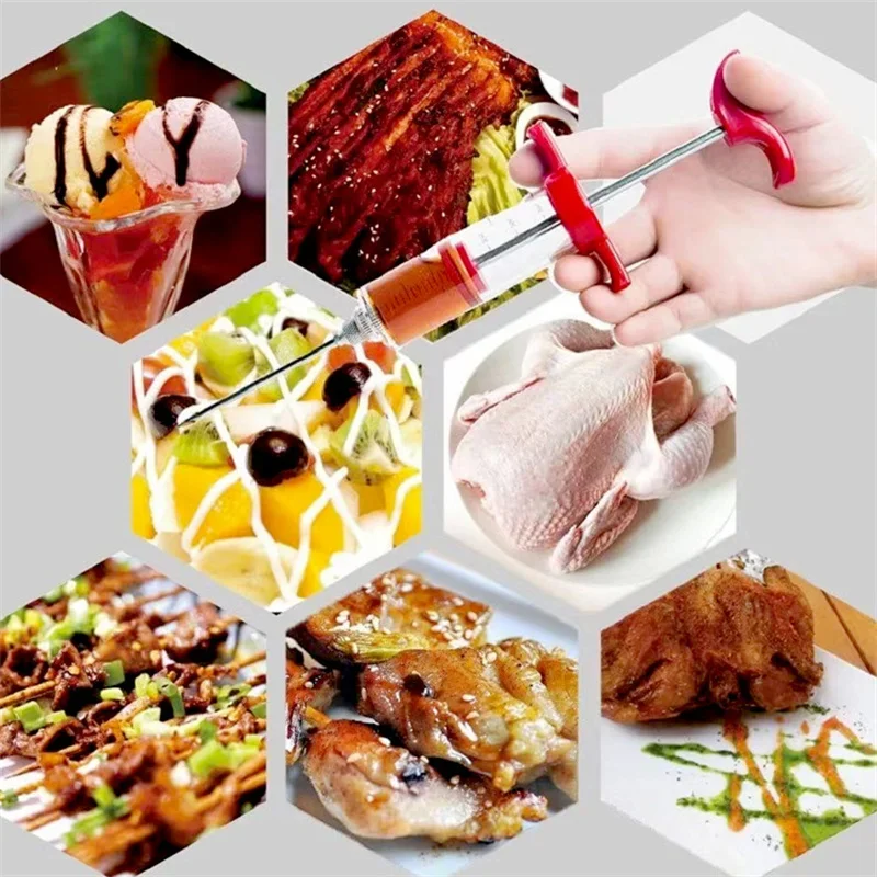 30 مللي الغذاء الصف PP الفولاذ المقاوم للصدأ الإبر التوابل حقنة مجموعة شواء نكهة اللحوم حاقن كيثين صلصة تتبيلة حقنة ملحق #2