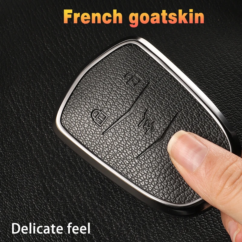 Leather Car Key Case Cover For Cadillac ATS CT6 CTS DTS XT5 Escalade ESV SRX STS XTS ELR 2014 - 2018 Remote Key Holder Keychain