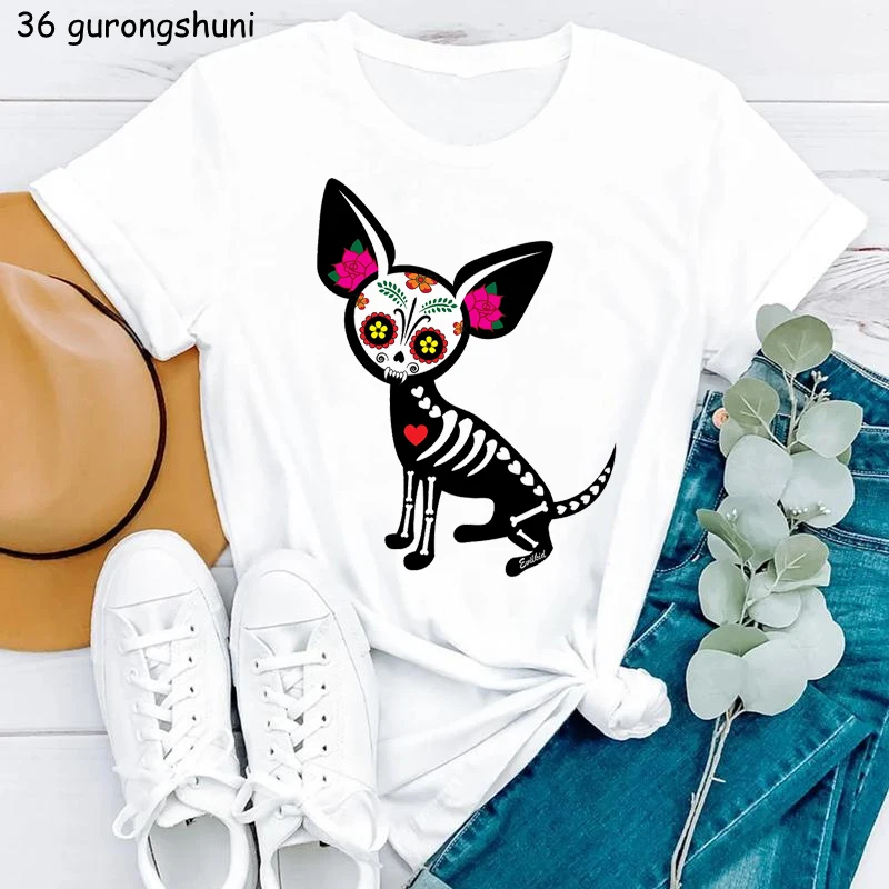 Happy Birthday Chihuahua Graphic Print Tshirt Girl Harajuku Kawaii Clothes Funny T Shirt Women Dog Lover Pet T-Shirt Female