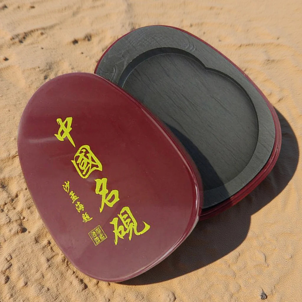 

Chinese Calligraphy Inkstone with Cover Compact Portable Ink Grinding Stone Useful for Painting Students Calligraphy Drawing
