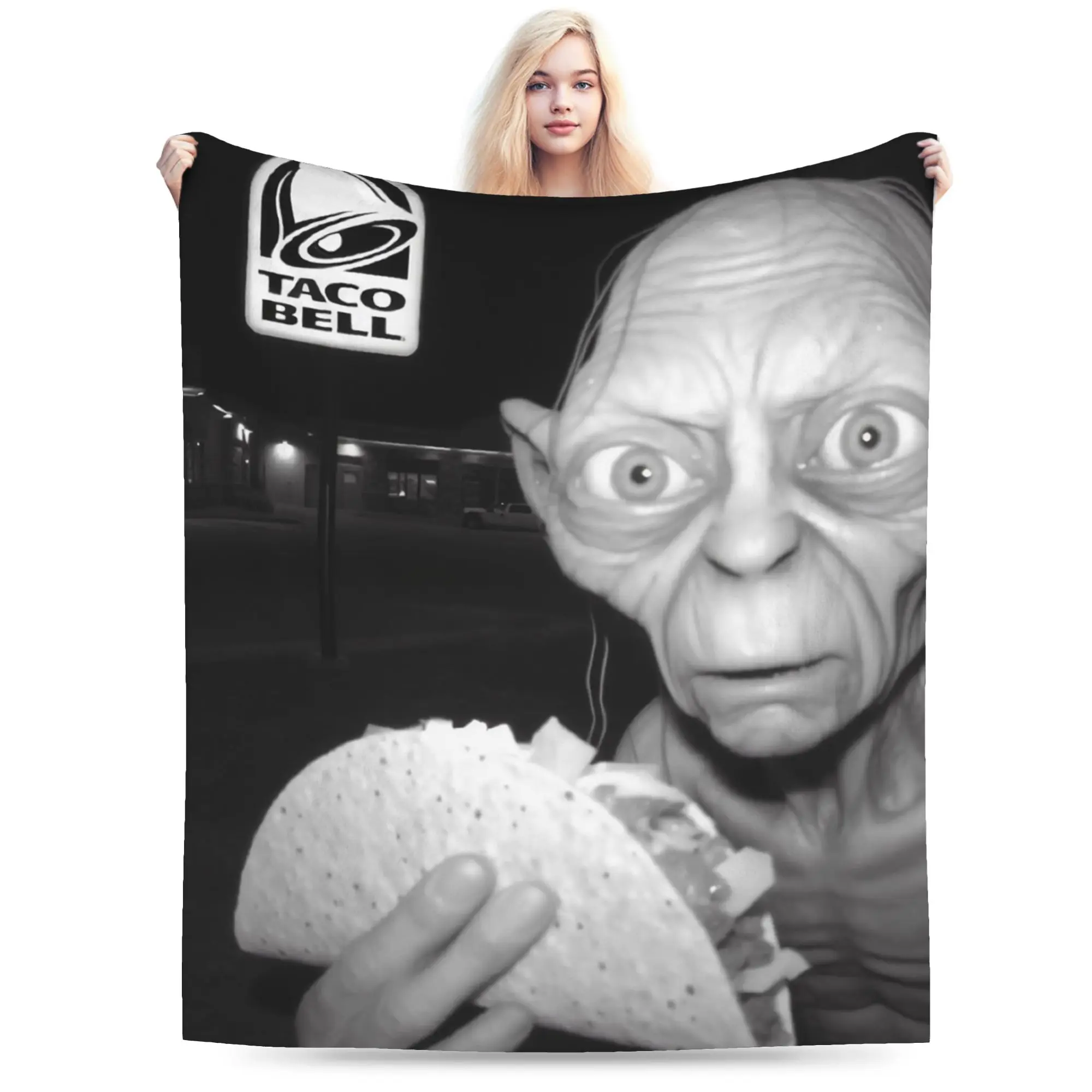 Gollum eating Taco Bell Blankets Fleece Spring/Autumn L-Lords Of The R-Rings Super Warm Throw Blanket for Bed Travel Rug Piece