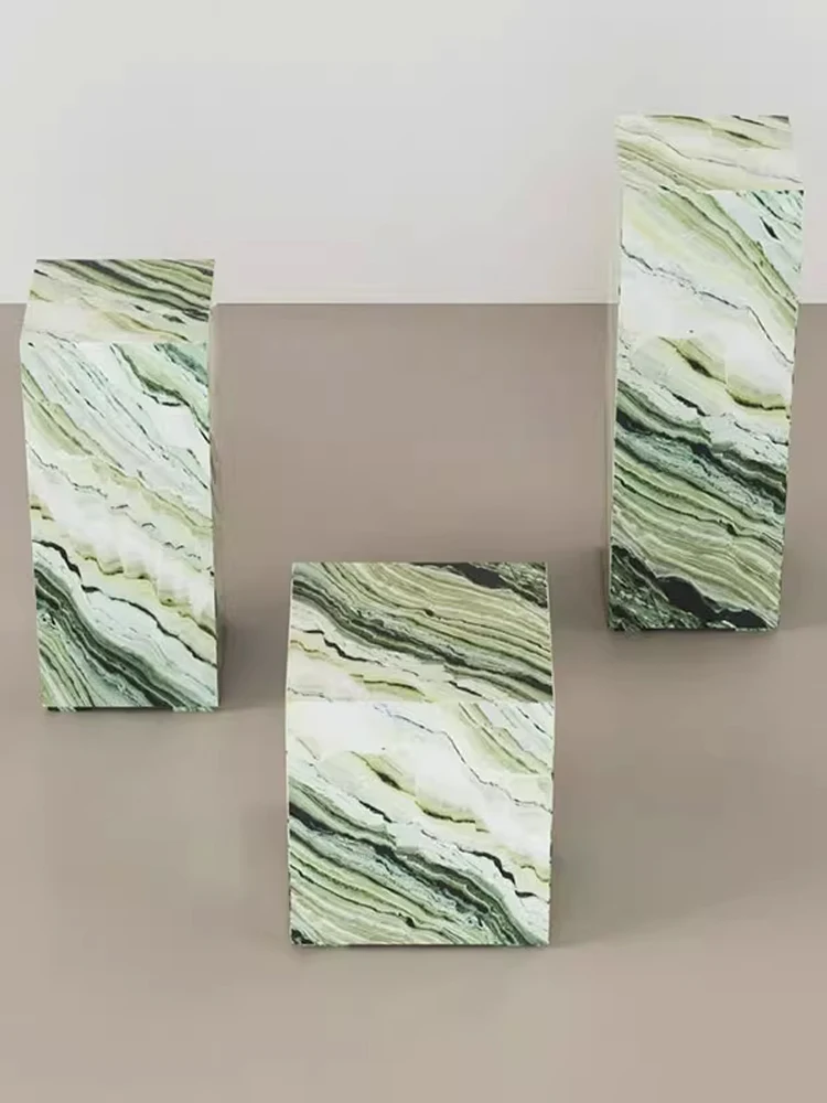 Contact us Square American Art Luxury Stone Small Side Luxury Jade Green Marble Plinths Corner Coffee Table Base