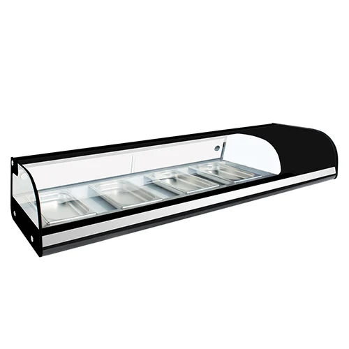 

Commercial Curved Glass Chiller Food Display Cabinet 6-Pan Refrigerated Showcase For Sushi Single-Temperature Style