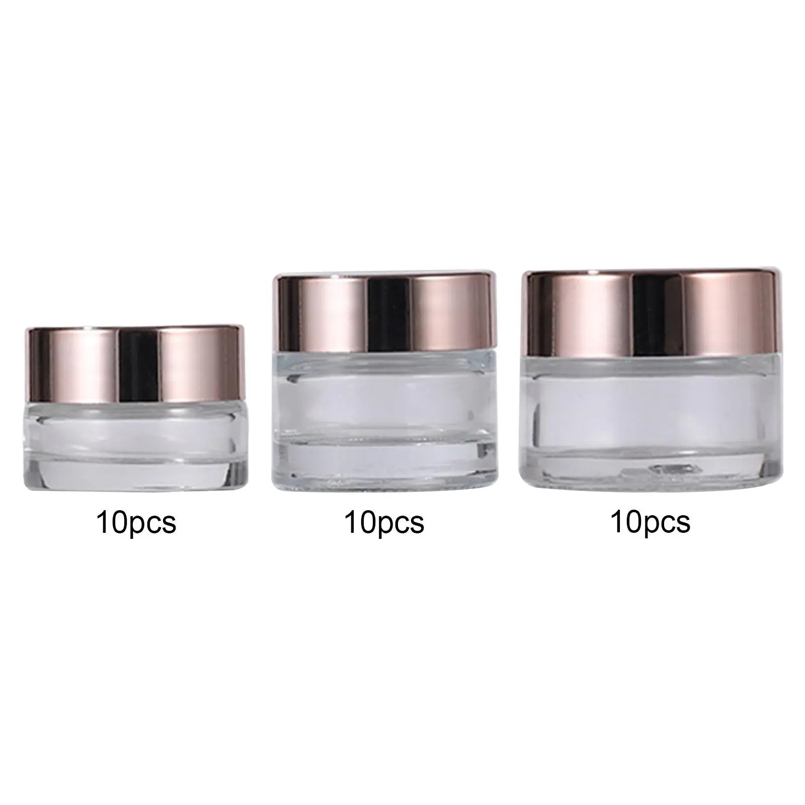 10 sztuk Przezroczystych Słoiczków Kosmetycznych Wielokrotnego Użytku z Zakrętkami Szklane Okrągłe Pojemniki na Olejki Eteryczne, Puder do Makijażu, Małe Butelki