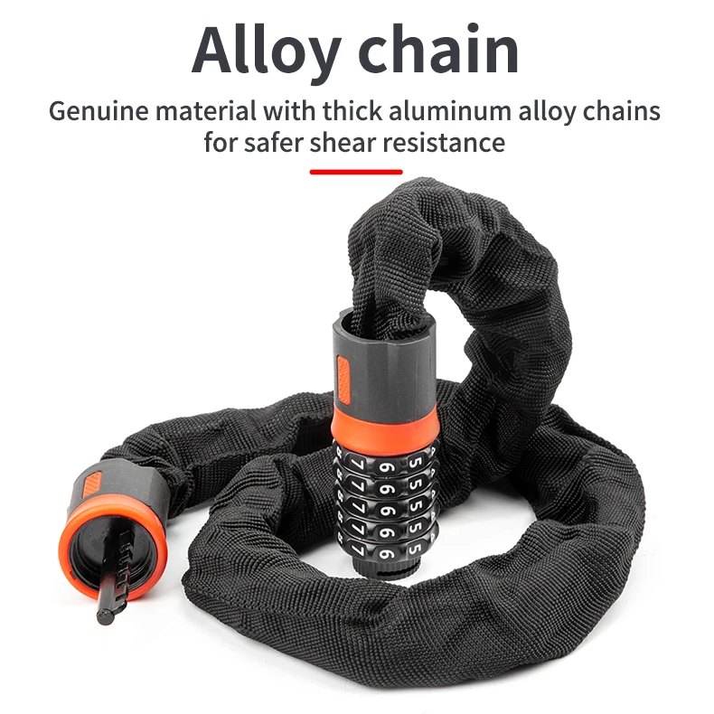 

New Design 5 Digit 0.9M Bicycle Chain Lock Mountain Bike Anti-theft Five-digit Code Lock Chain Lock Motorcycle