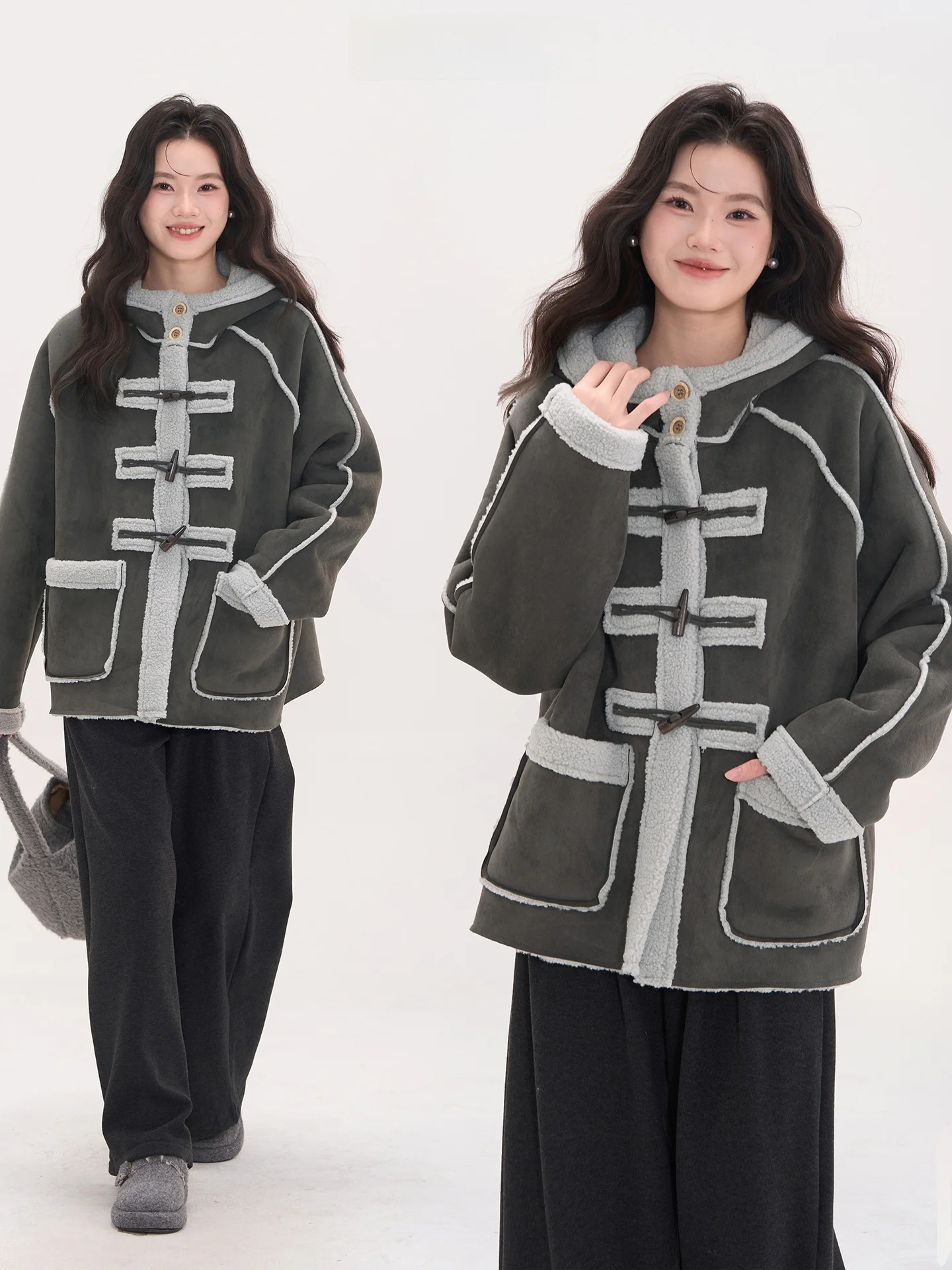 

Теплое кожаное меховое пальто с капюшоном, женское осенне-зимнее пальто, корейское пальто для поездок на работу, обычный све, полиэстер