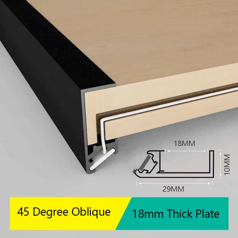 

Встраиваемый алюминиевый профиль для полок с подсветкой, скрытая подсветка для шкафов, 45-градусная алюминиевая полоса, светильники-клипсы для шкафов