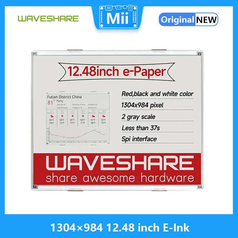 1304×984 12.48 inch E-Ink Raw Display Red/Black/White Three-Color