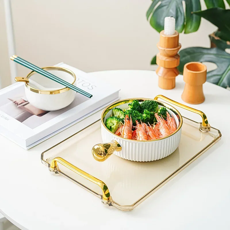 Instant noodle bowl, ceramic handle bowl with handle, tableware and dishes for one person