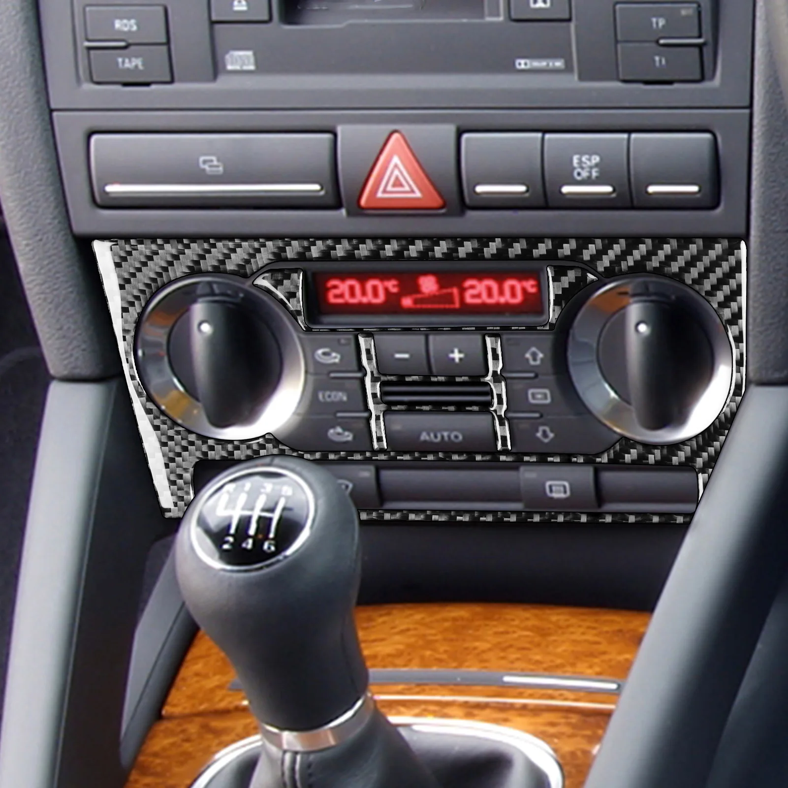 

For Audi A3 S3 RS3 8P 2006-2008 Carbon Fiber Central Air Conditioning AC Control Panel Cover Car Accessories Decoration Sticker