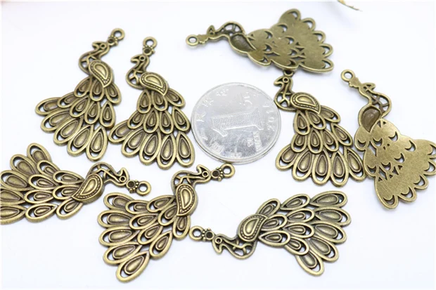 Jewelry finding & components parts Bronze phoenix big pendant The peacock feather accessories diy #JY125