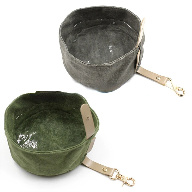 Waxed Canvas Dog Feeding Bowl Luxury Slow Feeder   Puppy Travel Food s Pet Water Holder