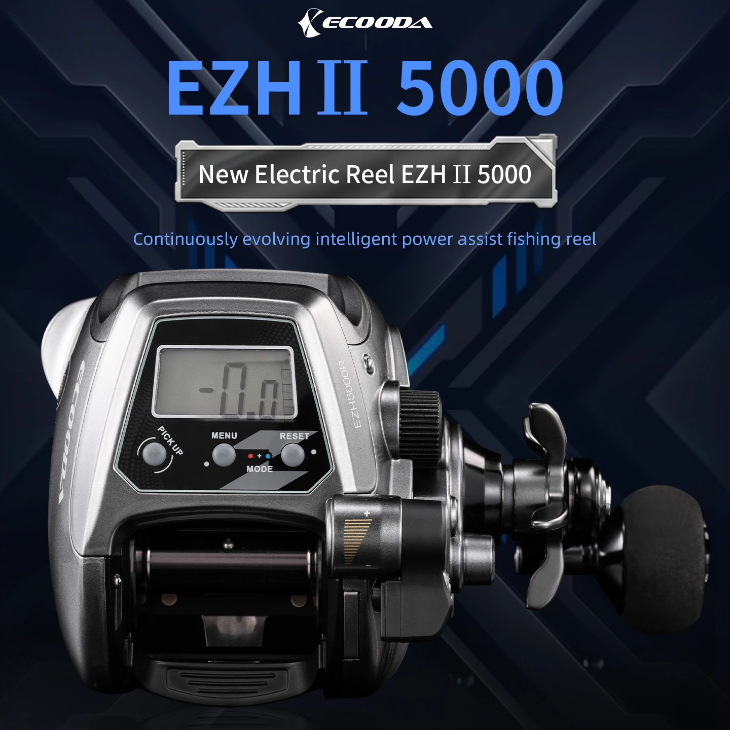 Carrete eléctrico Ecooda EZH II 5000, carrete de pesca con asistencia de energía inteligente de evolución continua, rodamiento unidireccional de alta resistencia