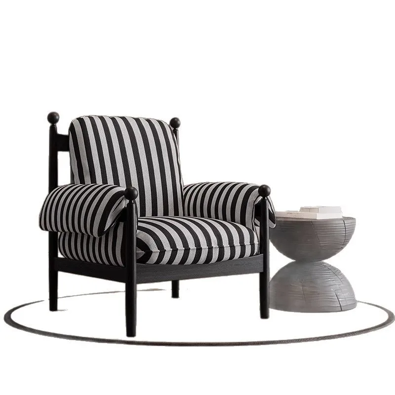 

French retro solid wood sofa chair, medieval leisure chair