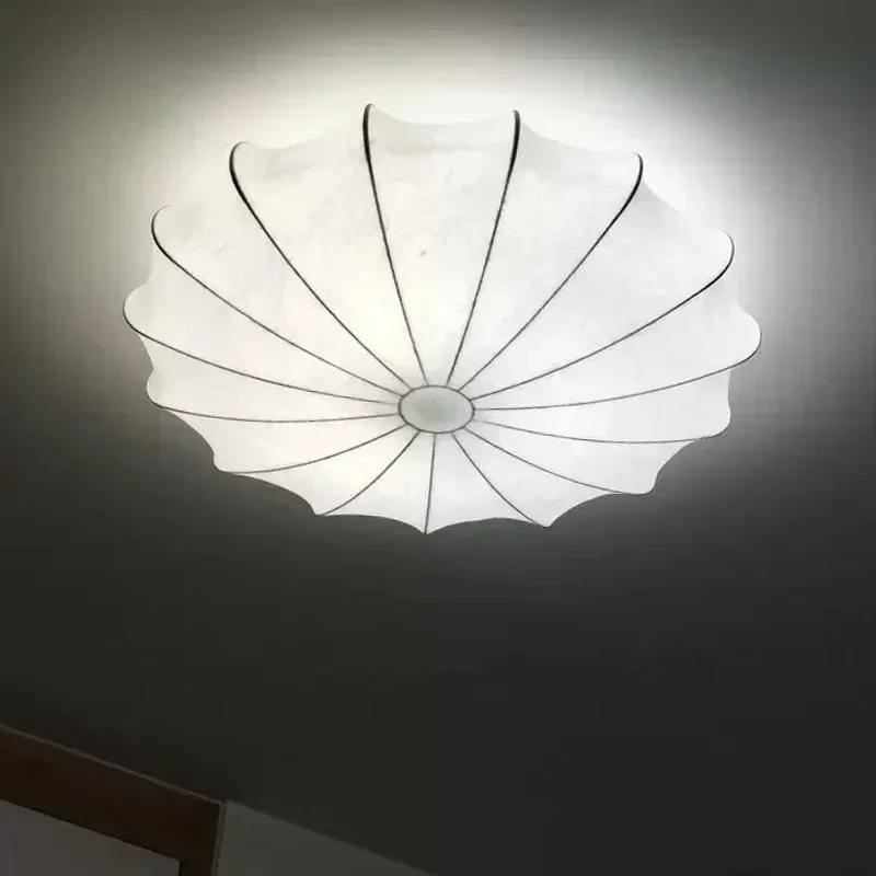 

Nordic Minimalist Silk Led E27 Ceiling Lamp Wabi Sabi Cream Style Living Room Bedroom Chandelier Indoor Lighting Light