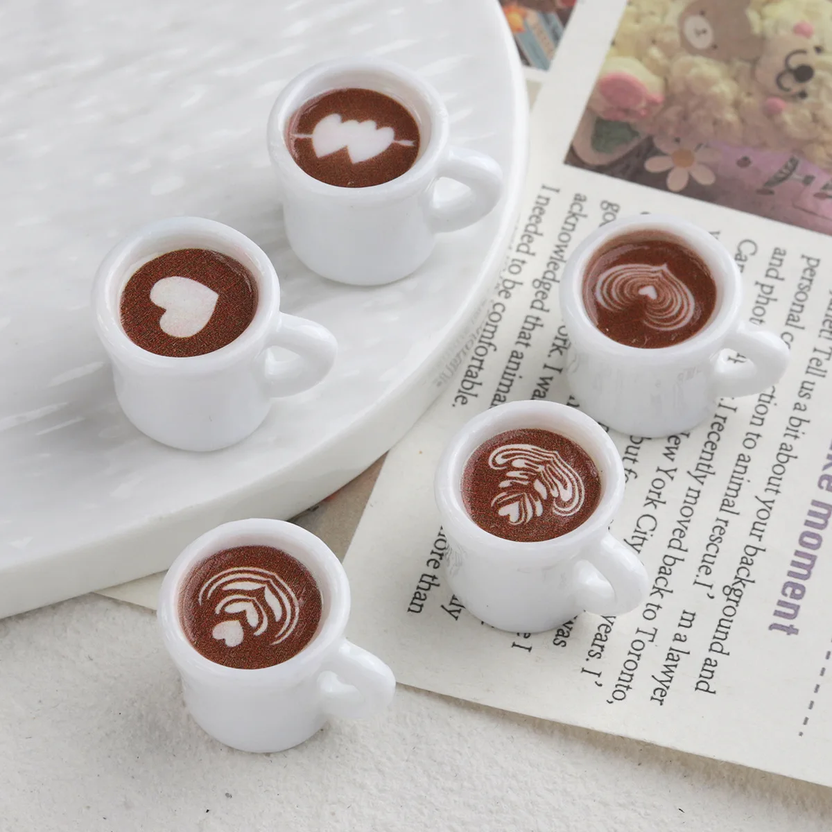 SW06 10 piezas de dijes de resina 3D con diseño de taza de café retro y arte latte simulado, colgantes para tazas de bebida, para collares, llaveros, decoración DIY y joyería