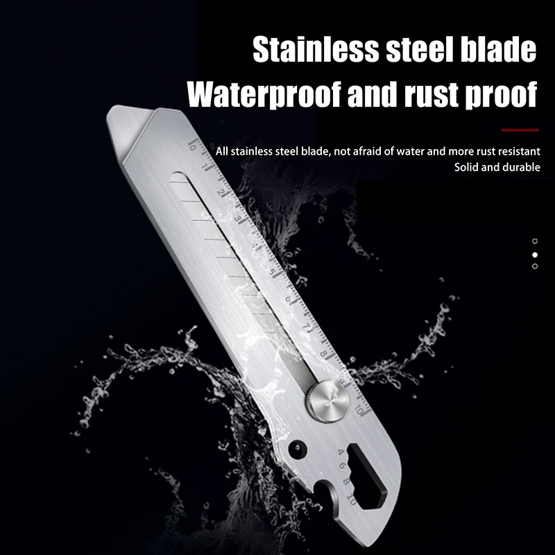 6 In 1 Retractable Utility Knife Multi-Function Opener Box Cutter Portable Office Home Courier Unboxing Stainless Steel Knifes