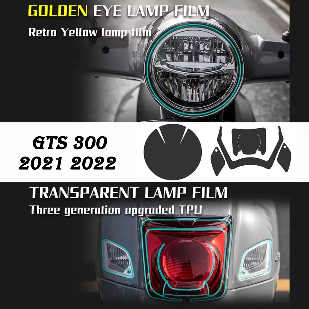 GTS300 Headlight Instrument Film For Vespa GTS 300 Transparent Protective Film Taillight TPU Film 2021-2022 Kit