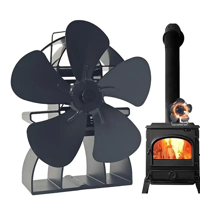 

5 Blades Stove Fan Heat Powered Fireplace Fan Log Wood Burner Eco Quiet Fire Wood Heater Home Warm Efficient Heat Distribution