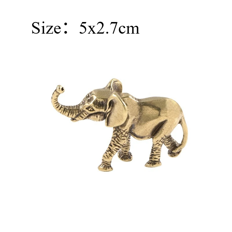 1PC Copper Elephant Figurine Antiqued Faux Antique Brass Ornament Prank Playful Handheld Piece Desk Home Decor Craft Collectible