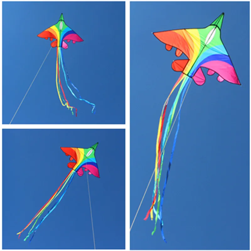 

free shipping rainbow plane kites for children coloring garden toys large trilobite kites inflatable kite giant kites to fly