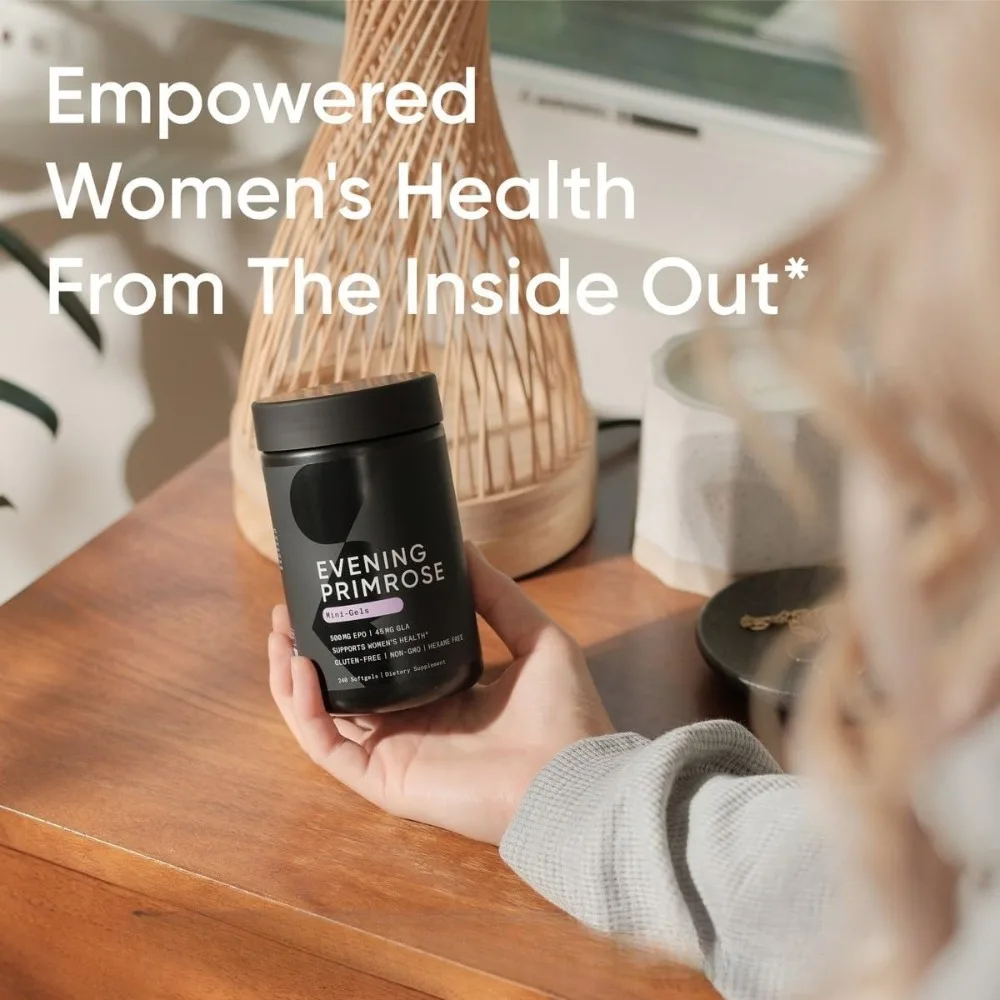 

Капсулы с маслом вечерней примулы холодного отжима для женского здоровья и здоровья кожи - без глютена и ГМО, 120 шт.