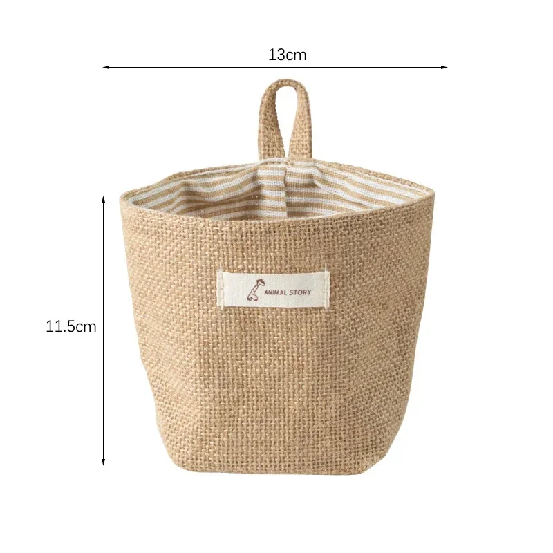 Cotton Linen Storage Bag Desktop Storage Basket Hanging Pocket Organizer Toy Basket For Cosmetic Sundries Storage Box Decor