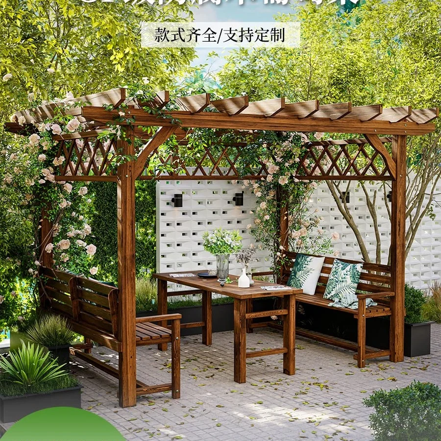 Grape shelf courtyard preservative wood pavilion outdoor solid wood climbing vine outdoor pavilion villa yard shade garden
