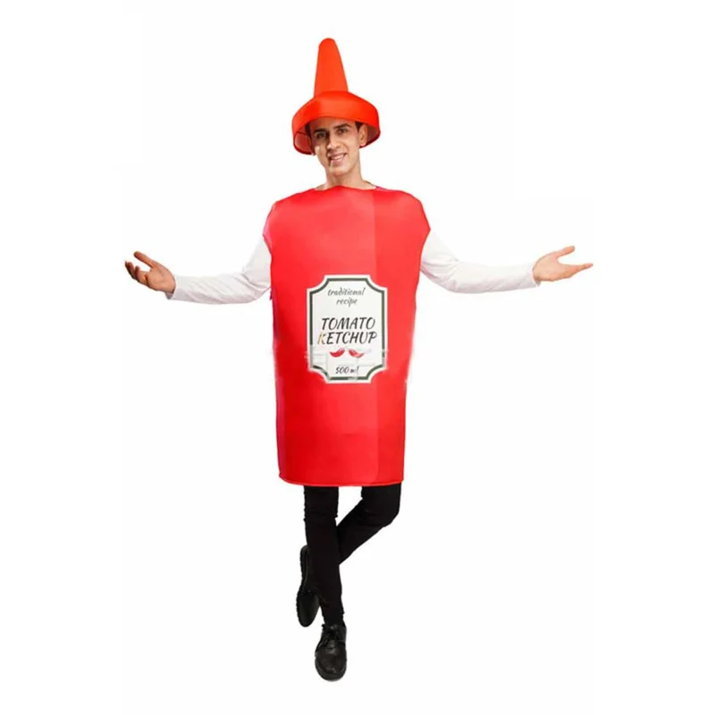 Ketchup Mustard Cosplay Unisex Adult Costume Women Men Funny Food Roleplay Fantasia Couples Halloween Carnival Party Clothes