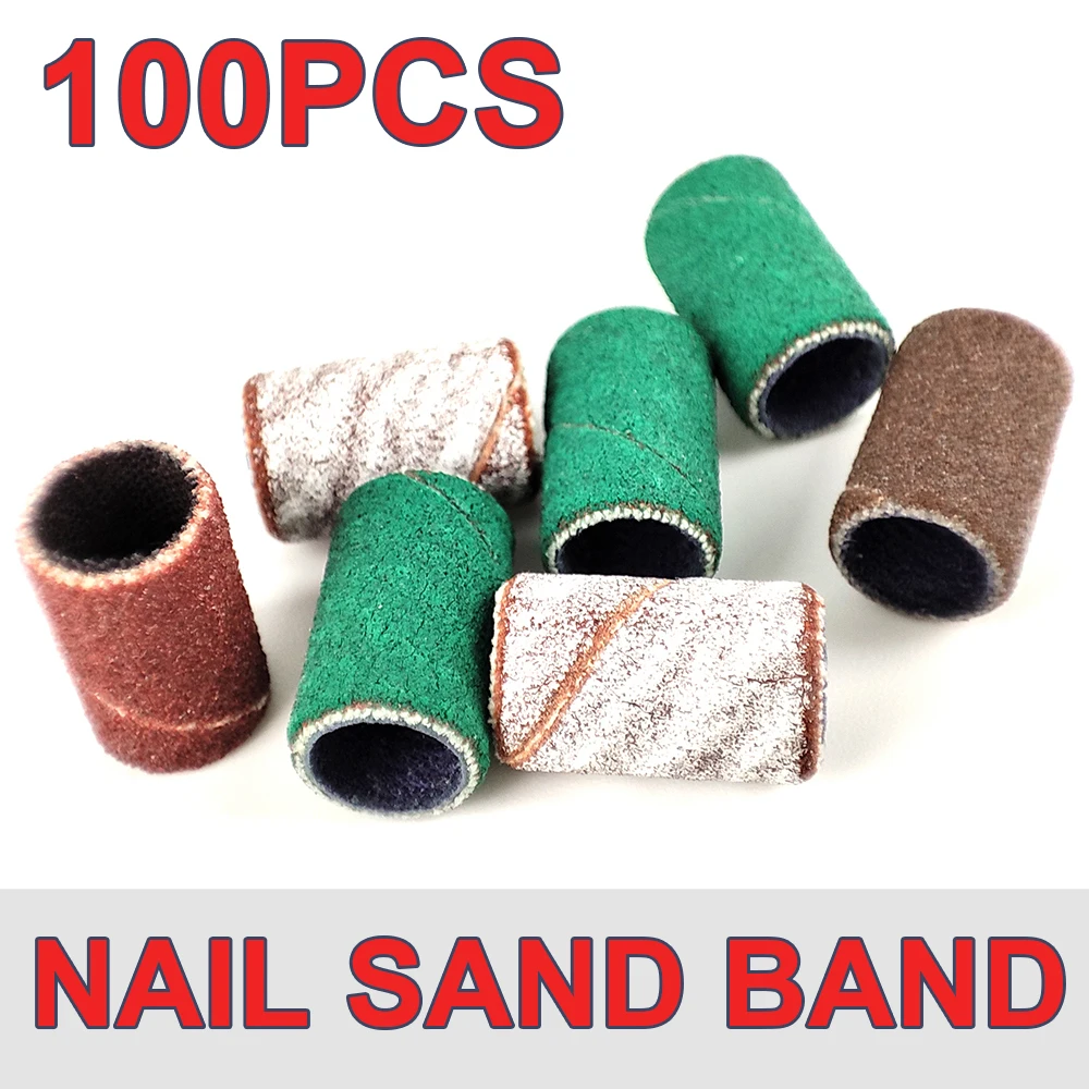 

100Pcs Big Nail Sanding Ring Bands and Nail Drill Bits for Gel Nail Polish Removal