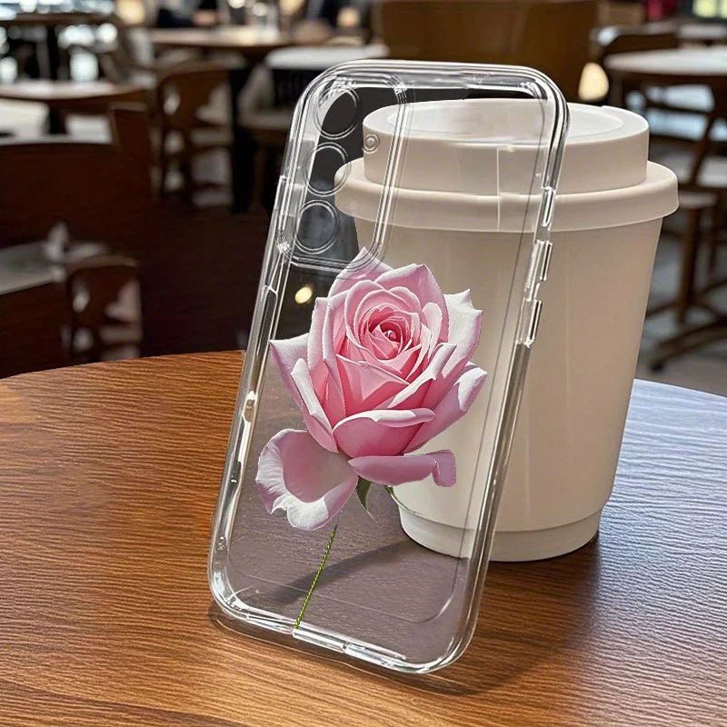 

Roses Lotus Flowers Pattern TPU Transparent Phone Case For iPhone 16 15 14 13 12 11 Pro Max X XS XR Plus 7 16 15Pro Funda Cover
