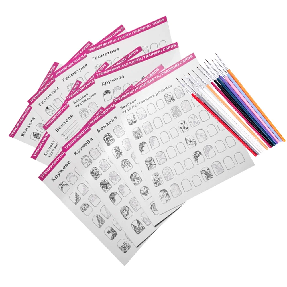 

1Set Nail Art Practice Templates for Manicure Skill Development Reusable Practice Sheets with Fine Tip Liner Pen Included