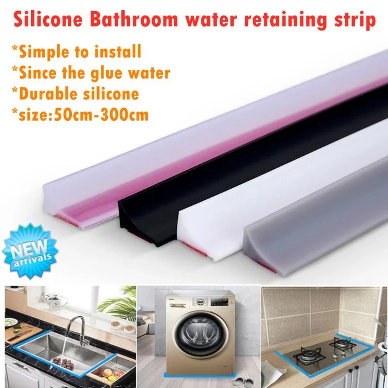 Silicone Bathroom water retaining strip Sink Washing Machine Kitchen mesa Dry Wet Separation Shower Dam Barrier Water Stoppe