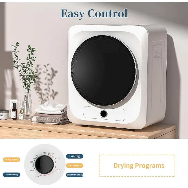 Portable Clothes Dryer, 110V Electric Compact Laundry Dryer with Stainless Steel Tub for Apartments, Dorms, RVs