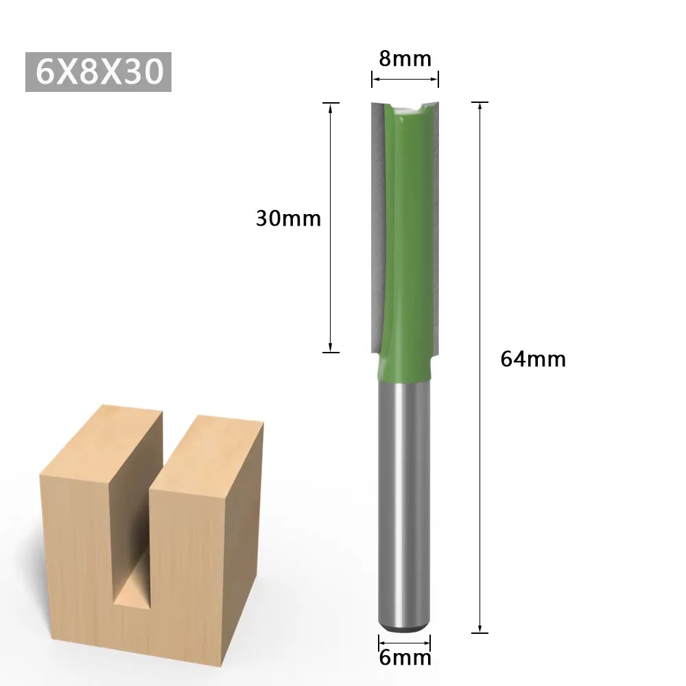 1/4'' 6mm Schaft Einzel- und Doppelschlitzfräser für Holz, 6MM Wolframkarbid-Fräser, Holzbearbeitungswerkzeug-Set