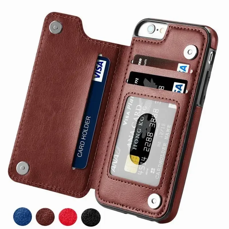 Luxury Slim Fit Premium Leather Case For iPhone 16 15 14 13 12 11 Pro Max XS XR 7 8 Plus SE3 SE2 Wallet Card Slots Flip Cover