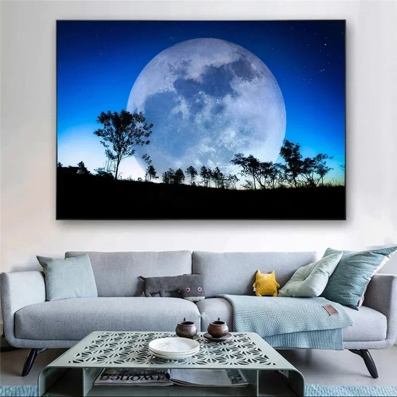 قماش اللوحة السريالية المشهد الكون النجوم والكواكب الملصقات يطبع الفضاء Exoplanet غالاكسي جدار الفن غرفة المعيشة ديكور #3