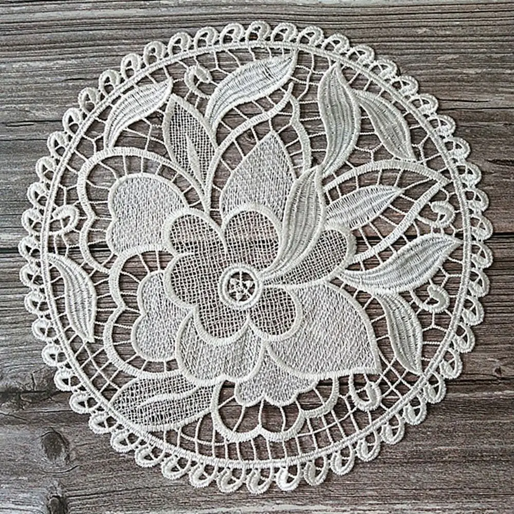 Round Hollow Lace Coaster Plate Bowl Napkin Insulation Pad Embroidery Flower Placemat Mug Dining Coffee Table Cup Mat Home Decor