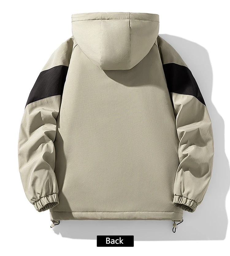 2024 New Winter Plush Thick Jacket for Men's Fashion, Versatile, Loose, Windproof, Warm, Contrast Color Casual Hooded Jacket