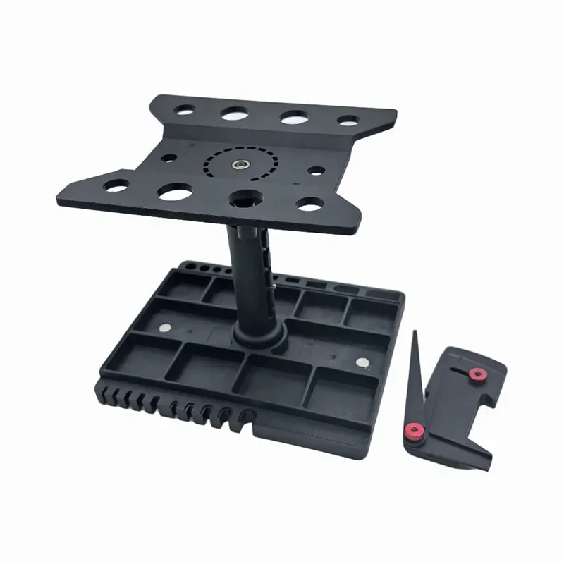 For 1/12 1/14 1/16 1/18 1/24 RC Car Plastics Repair Work Stand, 360°Rotation with Angle Gauge & Magnetic Screw Tray