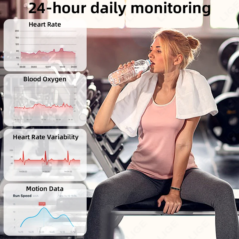 건강 스마트 밴드 피트니스 트래커 심박수 혈액 산소 수면 모니터가있는 Smartwatch 여성 남성을위한 방수 보수계 시계