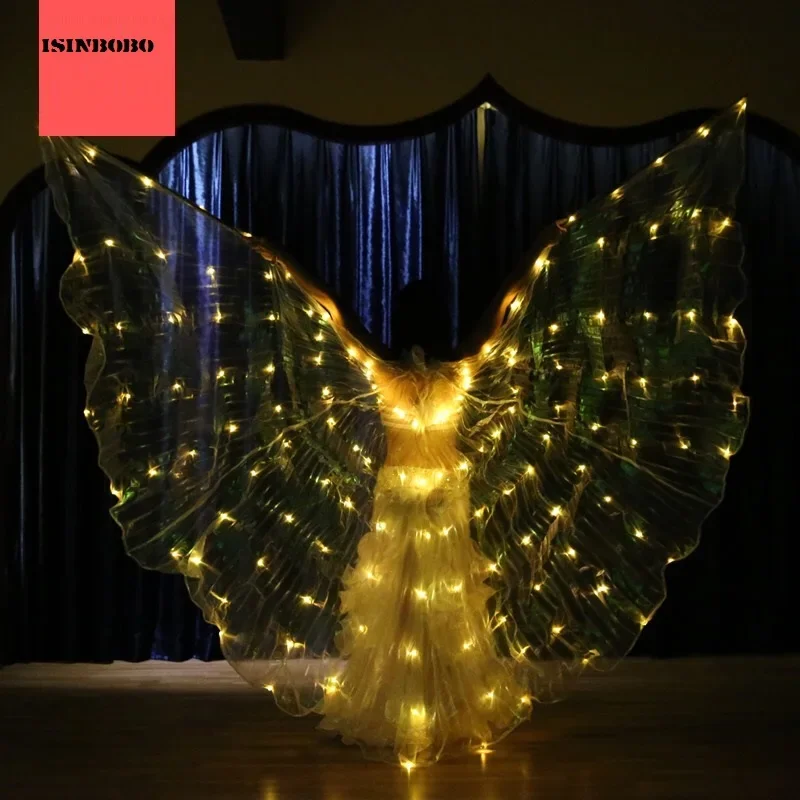 6 Colors Automatic Shift LED Luminescent Wings 360 Degree Butterfly Dancing Luminescent Projects Performing Belly Wings