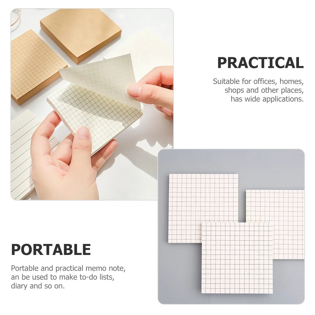 

6pcs Sticky Memo Pads Tearable Self Adhesive Note Pads For Office School Home Portable Reminder Notes Multipurpose Memo Stickers