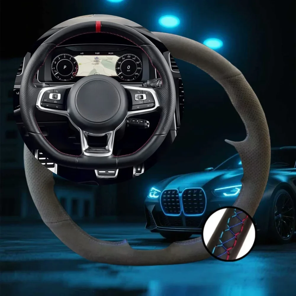 

Customized Car Steering Wheel Cover For Volkswagen VW Golf 7 GTI Golf R MK7 2015 2016 Hand-sewn Steering Wrap Car Accessories