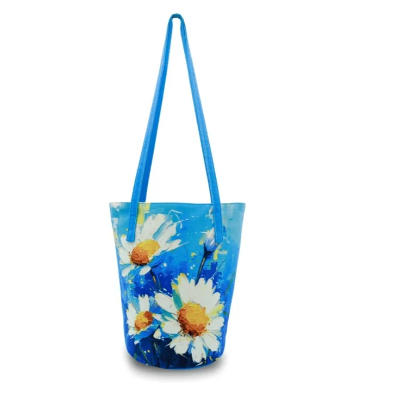 Bolsa de Ombro Grande Capacidade, Caixa de Presente, Pintura a Óleo, Fresca, Flores Multi Estilo, Pequena