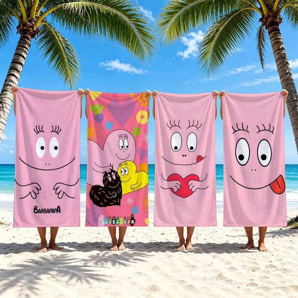 Animation B-Barbapapa Towel Towel Beach Towel Oversized Quick Dry Towel Absorbent Soft Swim BeachTowels for Men Women