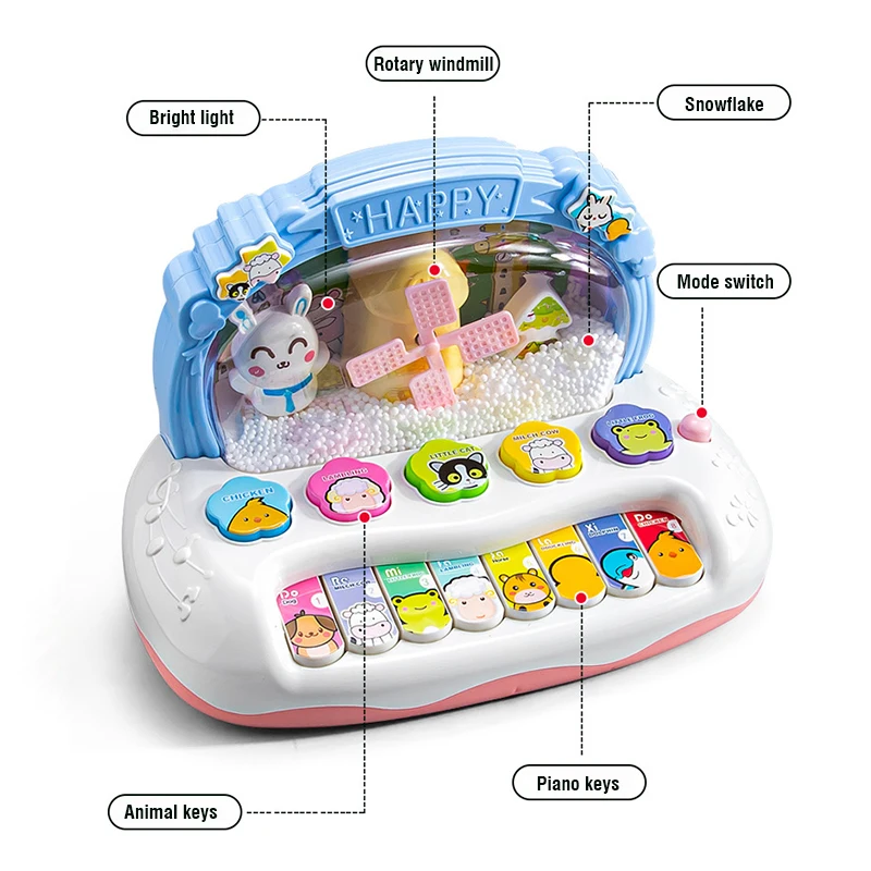 Multifunction Music Piano Toy with Lights Baby Early Learning Infant Piano Animal Sounds Electric Piano Children's Toy Xmas Gift