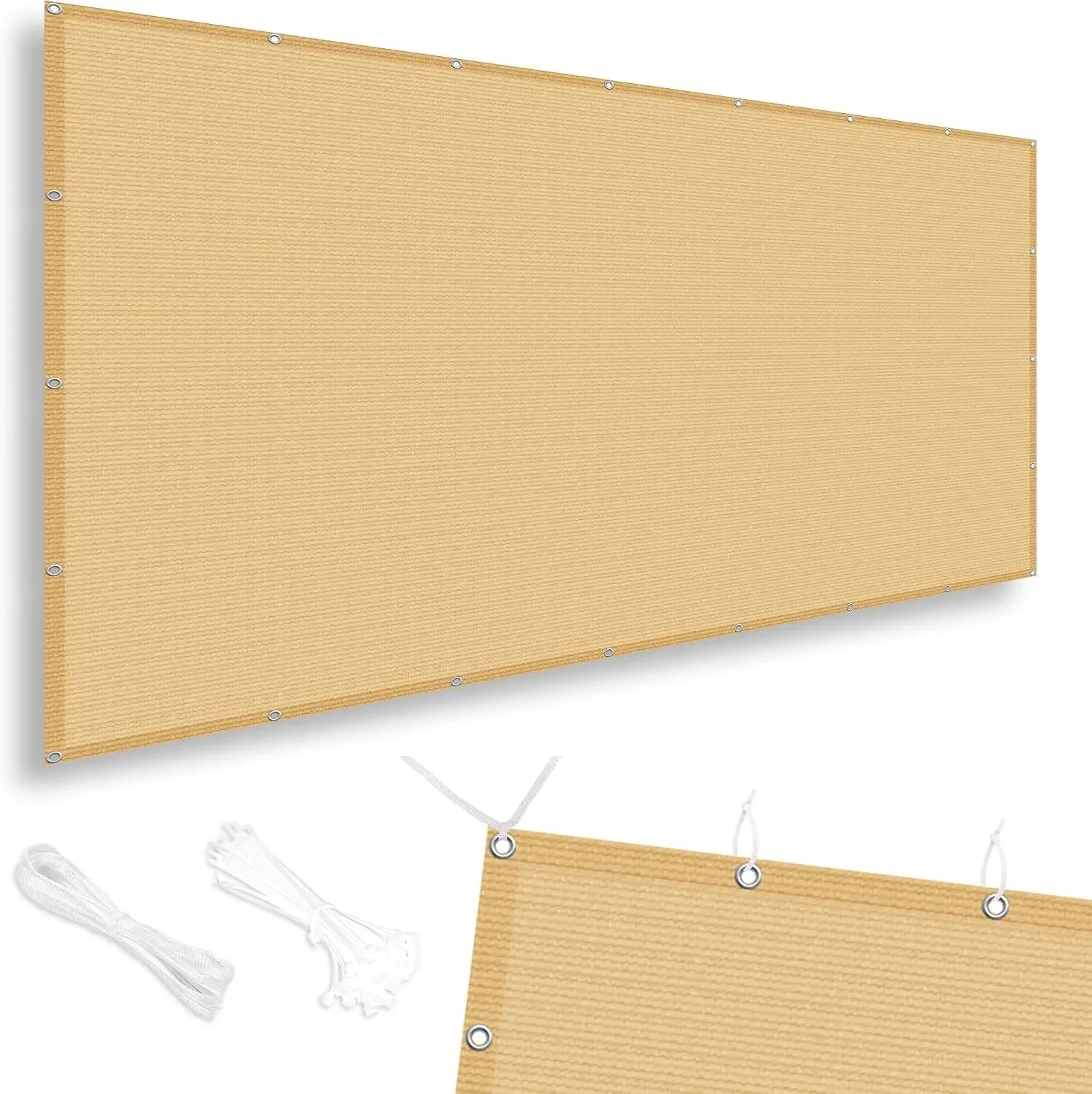 90% Shade Cloth 10 x 20 FT with Grommets, Sand