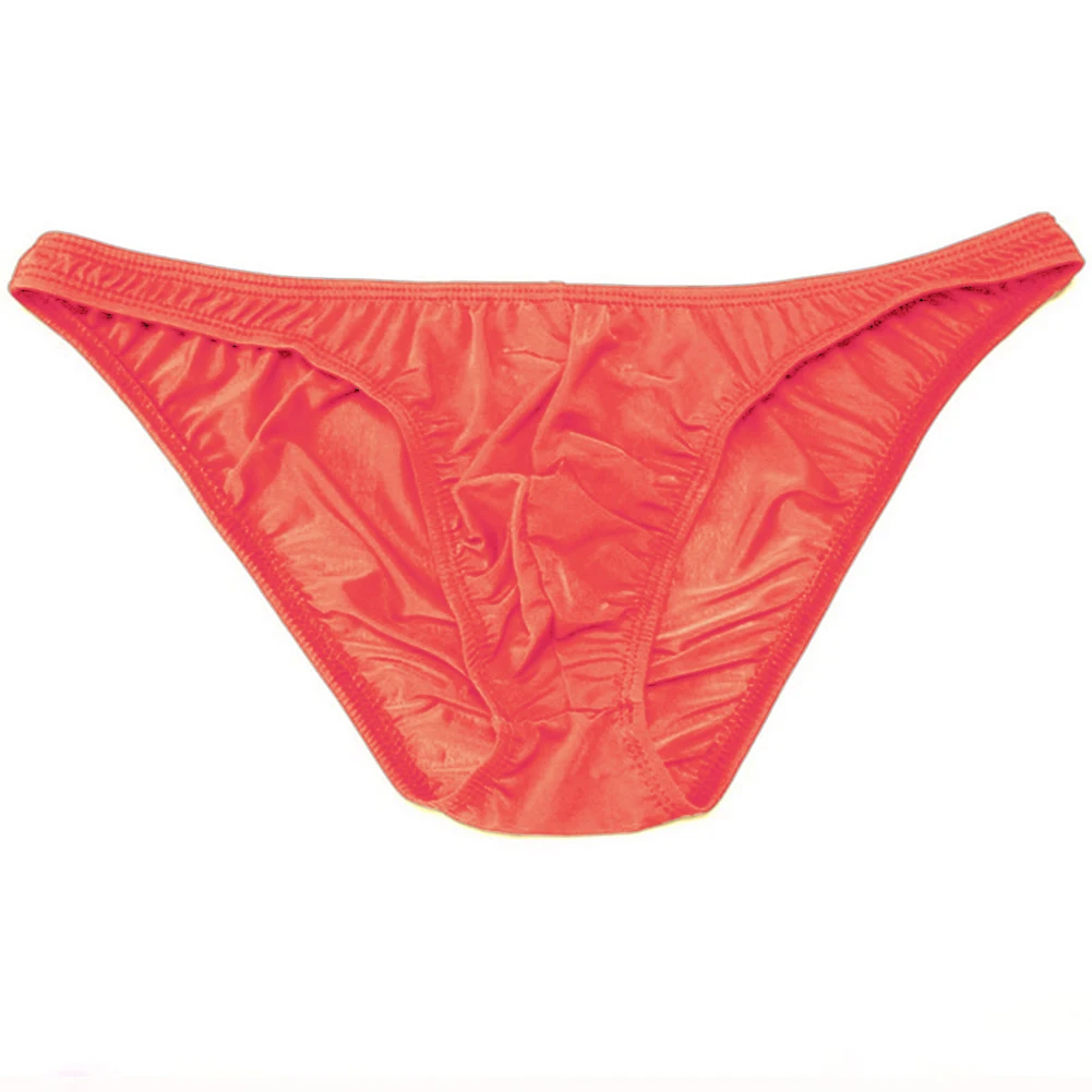 Heren Ijs Zijdeachtige Comfortabele Bikini Bult Contouren Slip Effen Kleur Semi Transparant Ondergoed Sexy Ademend