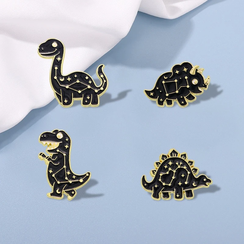 New Unisex Creative Zodiac Dinosaur Brooch Cute Dinosaur Badge Metal Pin DIY for Clothes Bag Hat Scarf T-shirt Jeans Accessories